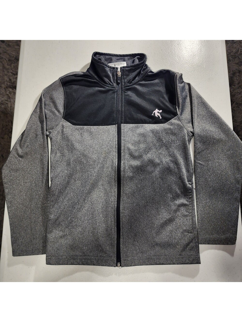 AND1 Boys Basketball Jacket Charcoal Heather Combo Black M(8) Full Zip